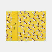 名前パーソナライズされた黄色のブリタニースパニエル犬犬 フリースブランケット (正面(横))