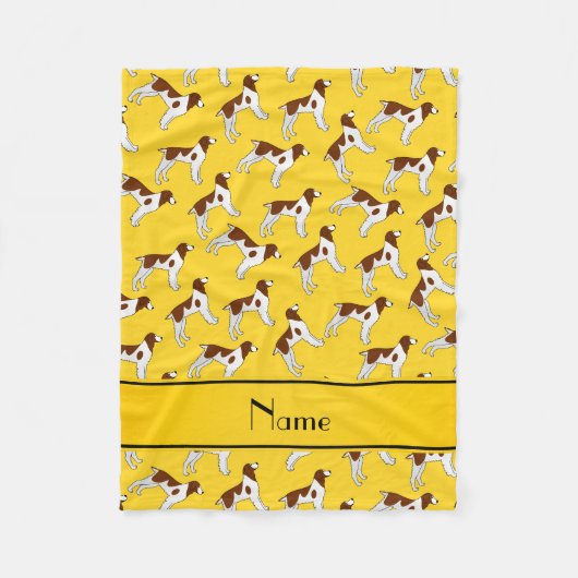名前パーソナライズされた黄色のブリタニースパニエル犬犬 フリースブランケット (正面)