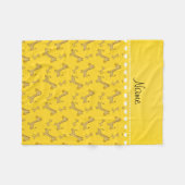 名前パーソナライズされた黄色のgiraffesパターン フリースブランケット (正面(横))