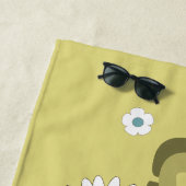 名前パーソナライズされた黄色レトロスタイル花 ビーチタオル (インサイチュ)