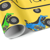 名前パーソナライズされた黄atvパターン ラッピングペーパー (ロールコーナー)