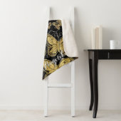 名前パーソナライズされた黒と金ゴールド蝶 シェルパブランケット (インサイチュ)