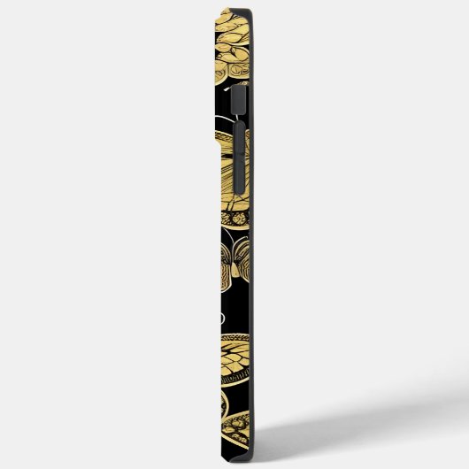 名前パーソナライズされた黒と金ゴールド蝶 Case-Mate iPhoneケース (裏面 / 左)