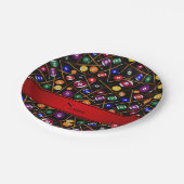 名前パーソナライズされた黒カラフルプールパターン ペーパープレート (アングル)