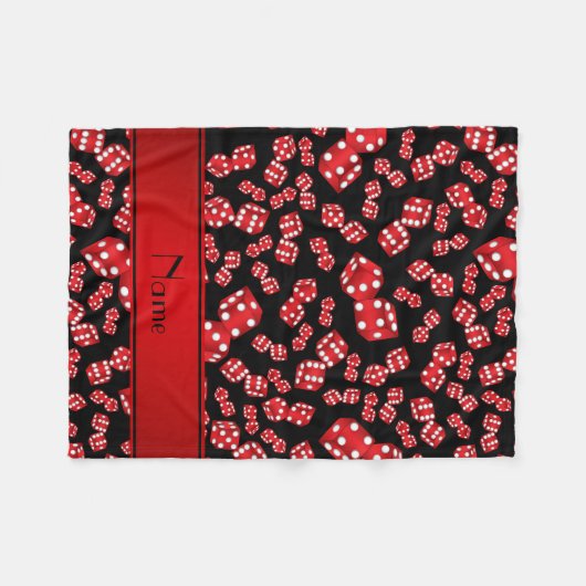 名前パーソナライズされた黒サイコロパターン フリースブランケット (正面(横))