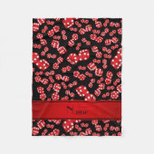 名前パーソナライズされた黒サイコロパターン フリースブランケット (正面)