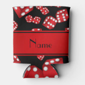 名前パーソナライズされた黒サイコロパターン 缶クーラー (正面)