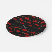 名前パーソナライズされた黒ボクシングパターン ペーパープレート (アングル)