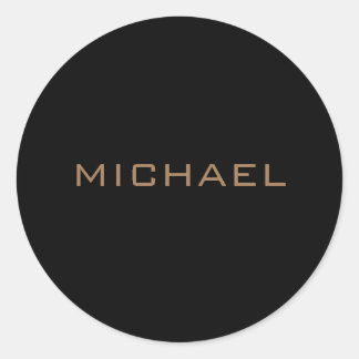 名前パーソナライズされた黒金ゴールド ラウンドシール