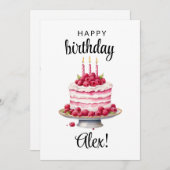 名前パーソナライズされた3 Birthday Cake Card シーズンカード (正面/裏面)