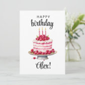 名前パーソナライズされた3 Birthday Cake Card シーズンカード (スタンド正面)