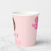 名前パーソナライズされた&フォトピンクフローラ誕生日 紙コップ (右)