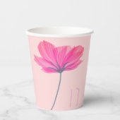 名前パーソナライズされた&フォトピンクフローラ誕生日 紙コップ (正面)