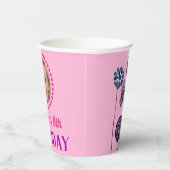 名前パーソナライズされた&フォトピンクフローラ誕生日 紙コップ (右)