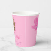 名前パーソナライズされた&フォトピンクフローラ誕生日Pap 紙コップ (右)
