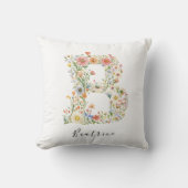 名前パーソナライズされた&フローラモノグラム'B' クッション (正面)