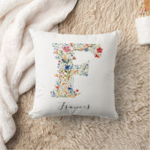 名前パーソナライズされた&フローラモノグラム'F'クッション クッション (ブランケット)