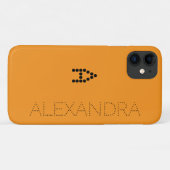 名前パーソナライズされた&モノグラムトレンディーフォントオンオレンジ Case-Mate iPhoneケース (裏面(横))