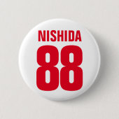 名前パーソナライズされた、番号、色。スポーツファン 缶バッジ (正面)