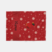 名前パーソナライズされた(鳥)ショウジョウコウカンチョウ赤い雪 フリースブランケット (正面(横))