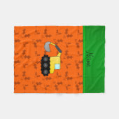 名前パーソナライズされたbackhoe orange holly フリースブランケット (正面(横))