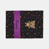 名前パーソナライズされたbearハロウィーン水玉模様 フリースブランケット (正面(横))