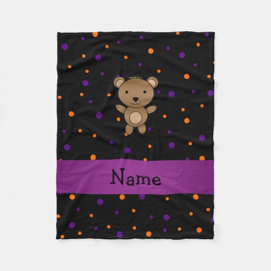 名前パーソナライズされたbearハロウィーン水玉模様 フリースブランケット (正面)