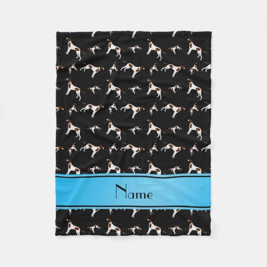 名前パーソナライズされたblack pointer dogs フリースブランケット (正面)