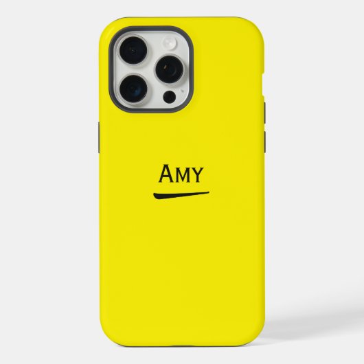 名前パーソナライズされたBright Yellow iPhoneケース (裏面)
