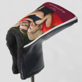 名前パーソナライズされたBurgundy Red Photo ゴルフヘッドカバー (3/4 正面)