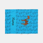 名前パーソナライズされたcamel blueいかりパターン フリースブランケット (正面(横))