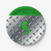 名前パーソナライズされたgecko silver diamondプレート鋼 ペーパープレート (正面)