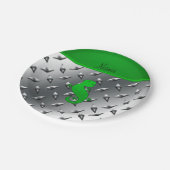 名前パーソナライズされたgecko silver diamondプレート鋼 ペーパープレート (アングル)