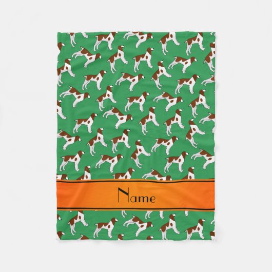 名前パーソナライズされたgreen brittanyスパニエル犬犬 フリースブランケット (正面)