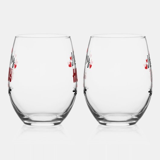 名前パーソナライズされたI Love My Hubby Wifei ステムなしワイングラス (右)