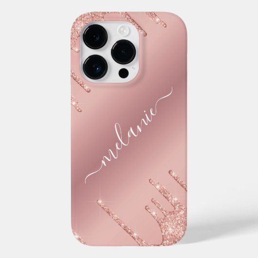 名前パーソナライズされたiPhoneケースバラ赤面グリッター Case-Mate iPhoneケース (裏面)