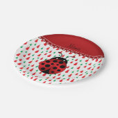 名前パーソナライズされたladbug赤い緑の雪だるま ペーパープレート (アングル)