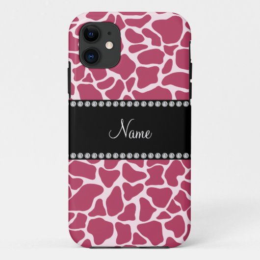 名前パーソナライズされたmauve giraffeパターン Case-Mate iPhoneケース (裏面)
