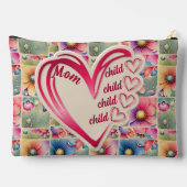 名前パーソナライズされたmom子供のフローラ全体プリント アクセサリーポーチ (裏面)