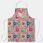 名前パーソナライズされたmom子供のフローラ全体プリント エプロン (正面)