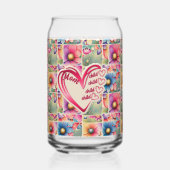 名前パーソナライズされたmom子供のフローラ全体プリント ガラス缶 (正面)