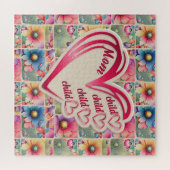 名前パーソナライズされたmom子供のフローラ全体プリント ジグソーパズル (横)