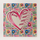 名前パーソナライズされたmom子供のフローラ全体プリント ジグソーパズル (縦)