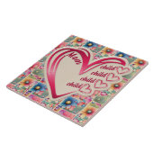 名前パーソナライズされたmom子供のフローラ全体プリント タイル (側面)