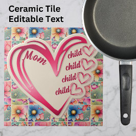 名前パーソナライズされたmom子供のフローラ全体プリント タイル