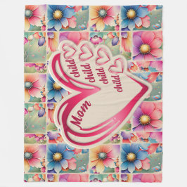 名前パーソナライズされたmom子供のフローラ全体プリント フリースブランケット