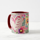名前パーソナライズされたmom子供のフローラ全体プリント マグカップ (正面左)