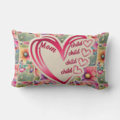 名前パーソナライズされたmom子供のフローラ全体プリント ランバークッション (裏面)