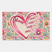 名前パーソナライズされたmom子供のフローラ全体プリント 長方形シール (正面)