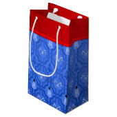 名前パーソナライズされたnutcracker blue雪だるまトレリス スモールペーパーバッグ (裏面アングル)